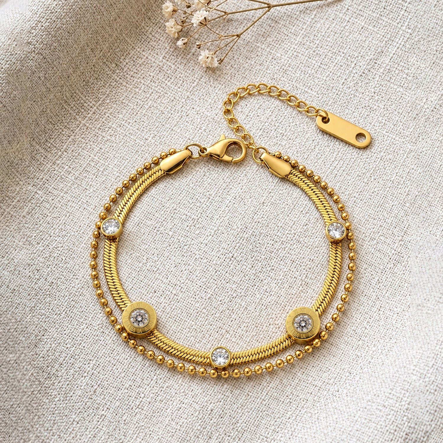 Artklim Crystal Luxe Double Layer Anti-Tarnish Bracelet