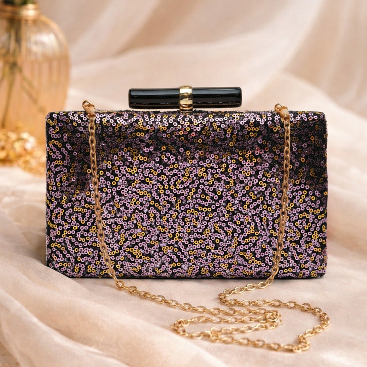 Artklim Purple Designer Embroidred Clutch