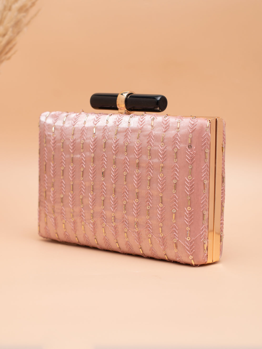 Artklim Blush Glow Embroidery Chain Clutch