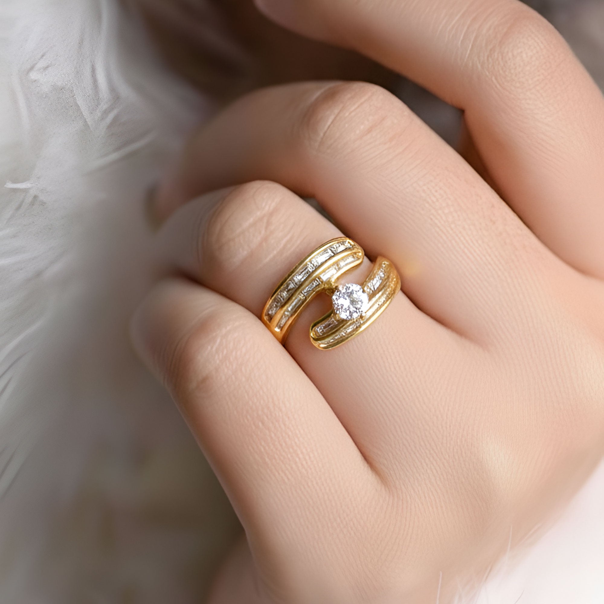 Artklim Gold-Plated Orbit Crystal Design Anti-Tarnish Ring