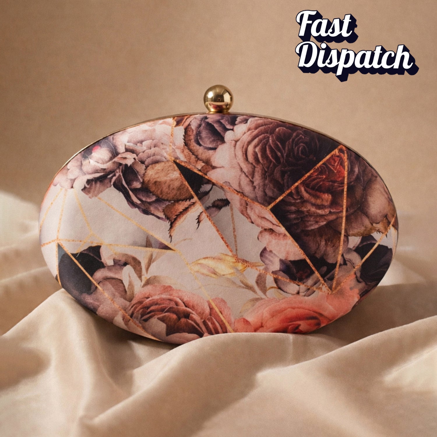 Abstract Rose Printed Clutch