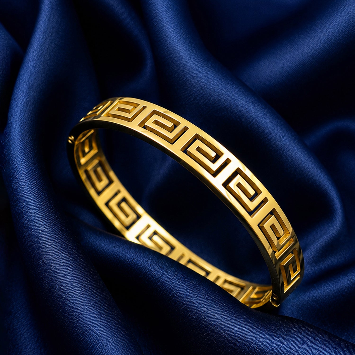 Artklim Classic Greek Key Anti-Tarnish Bangle Bracelet