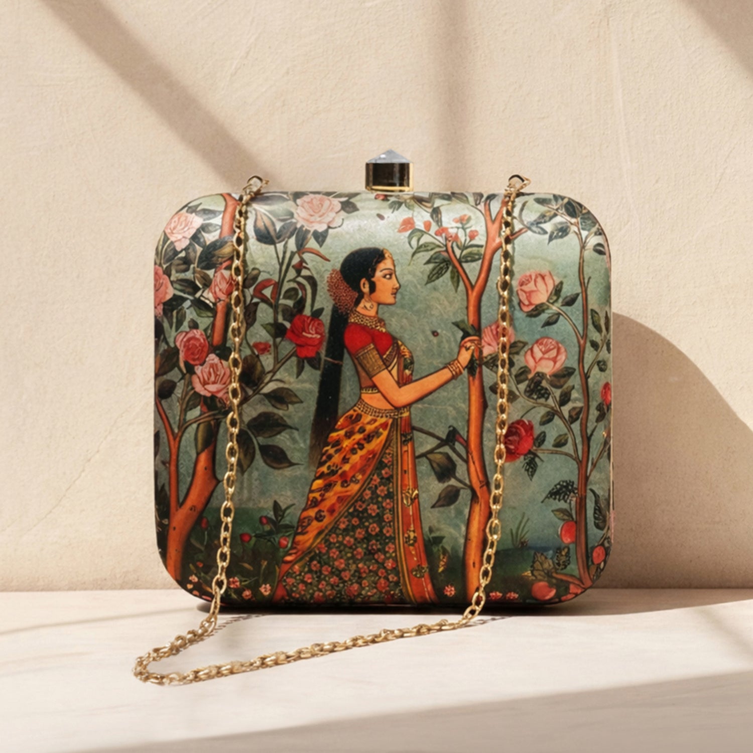 Traditional Indian Woman Printed Clutch