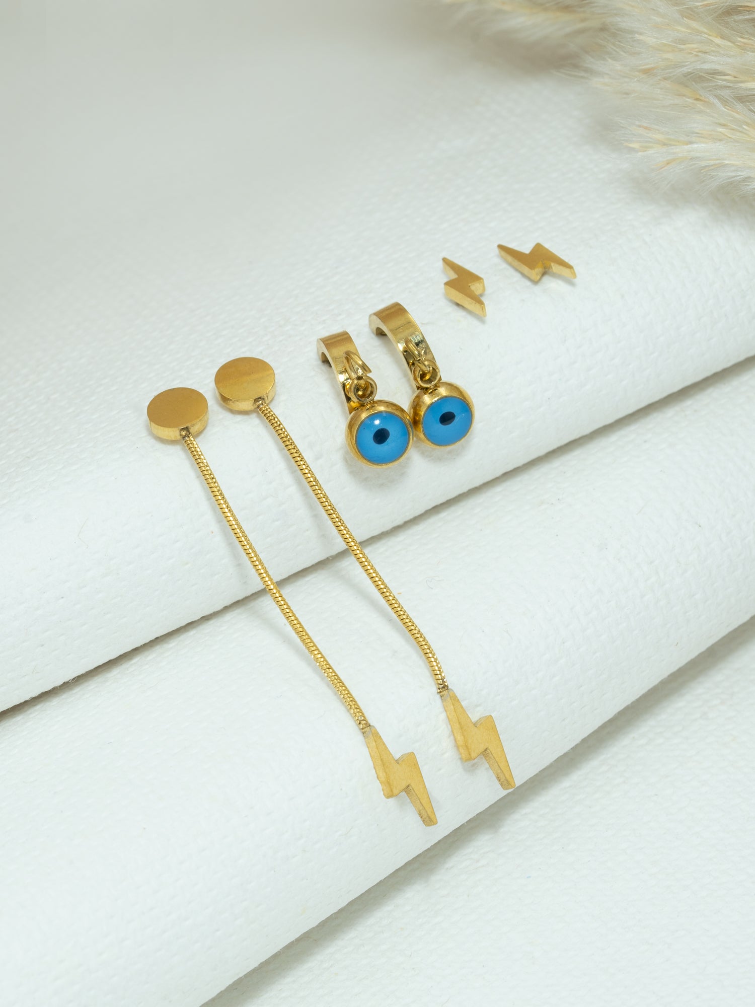 Artklim Gold-Plated Anti-Tarnish Earrings Set of 3