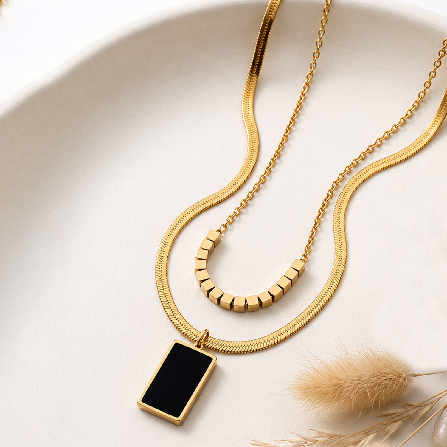 Artklim Geometric Layered Gold Anti-tarnish Necklace