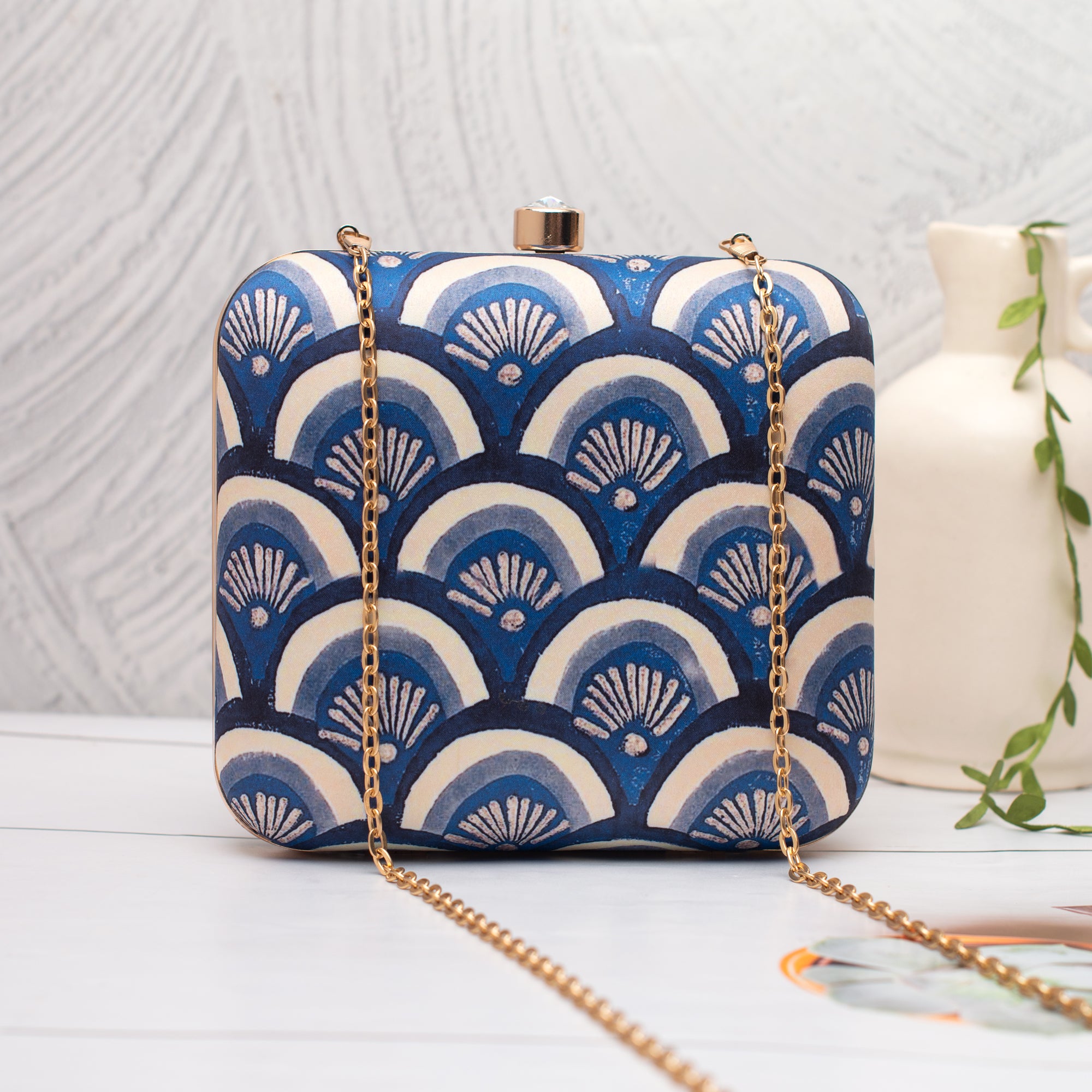 Artklim Blue Indigo waves Printed Clutch
