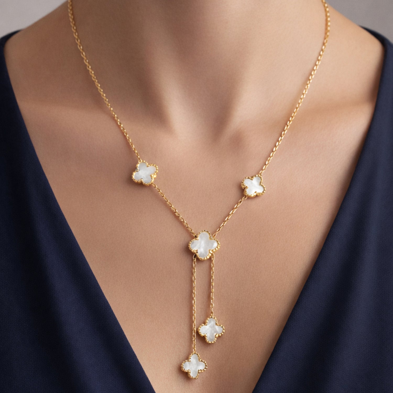Artklim Gold-Plated Elegant Floral Drop Anti-Tarnish Necklace