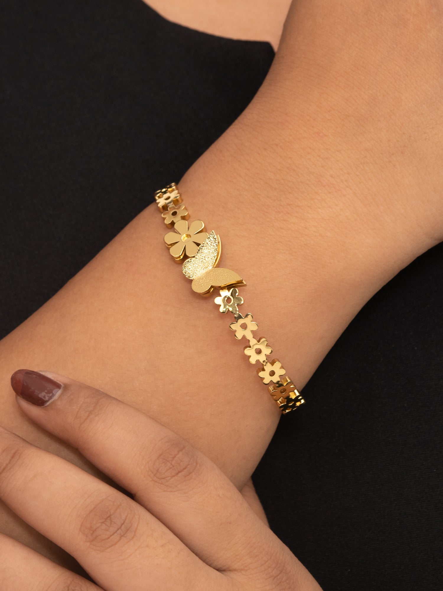 Artklim Gold Plated Anti Tarnish Butterfly in Bloom Bracelet