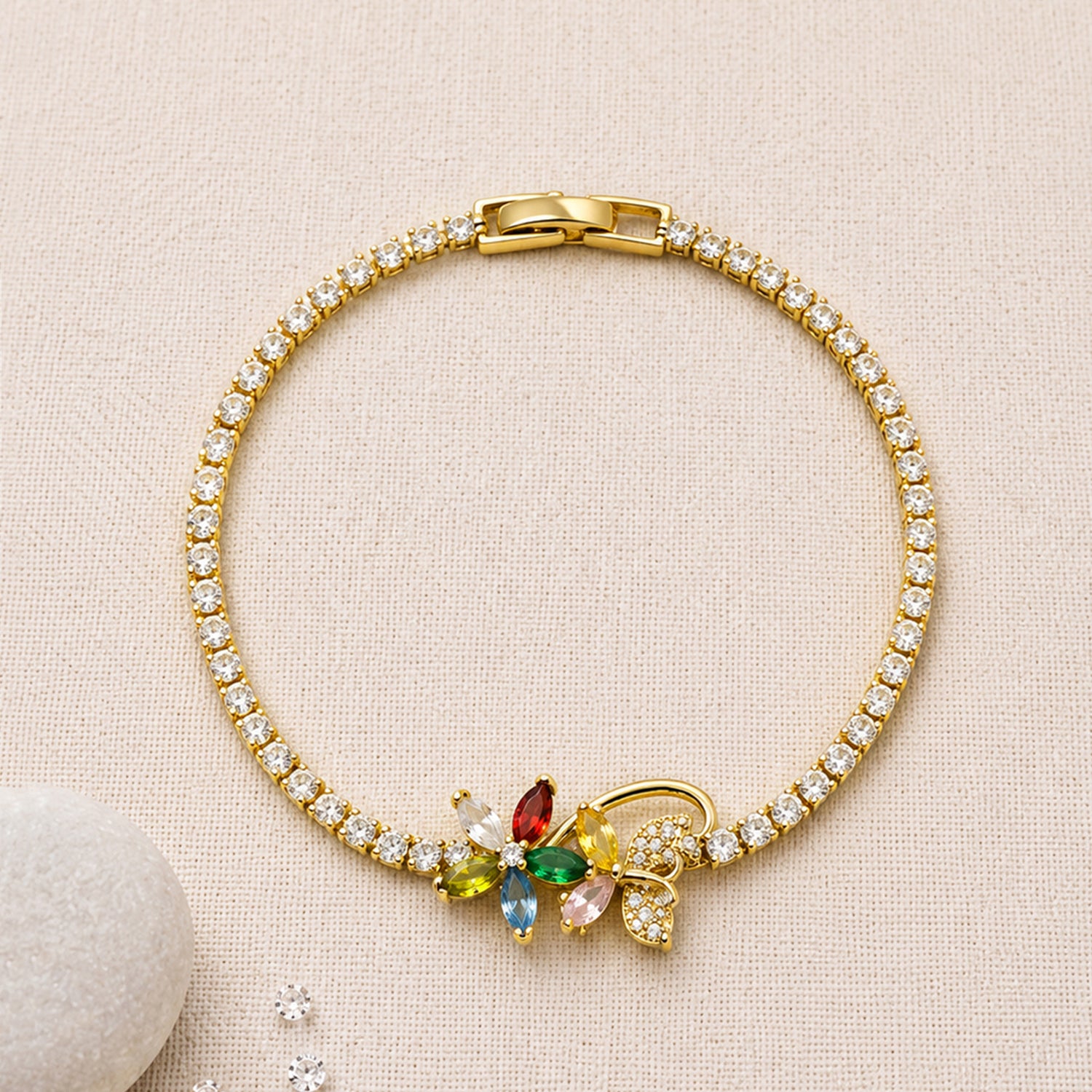 Artklim Multicolor Butterfly Sparkle Anti-Tarnish Bracelet
