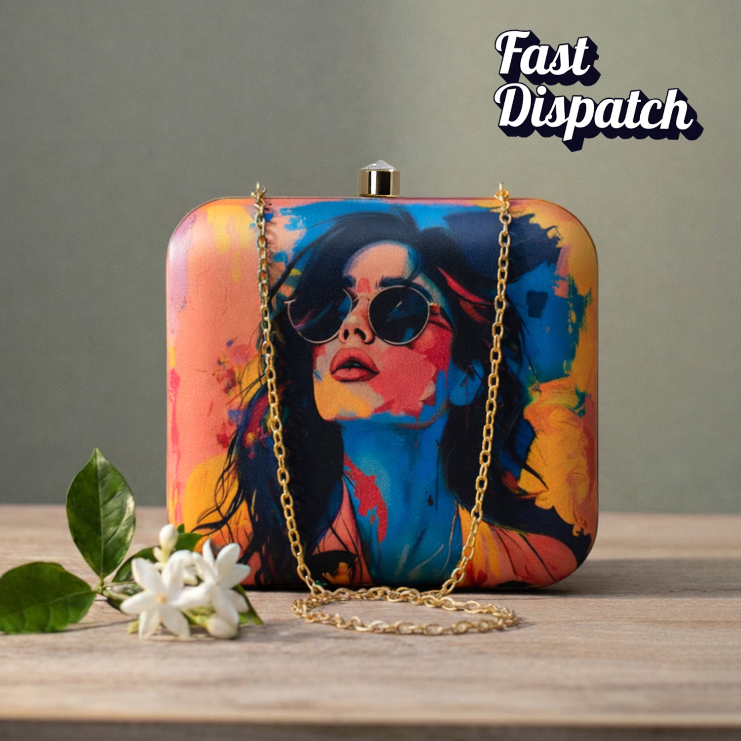 Artklim Multicolour Woman Portrait Clutch