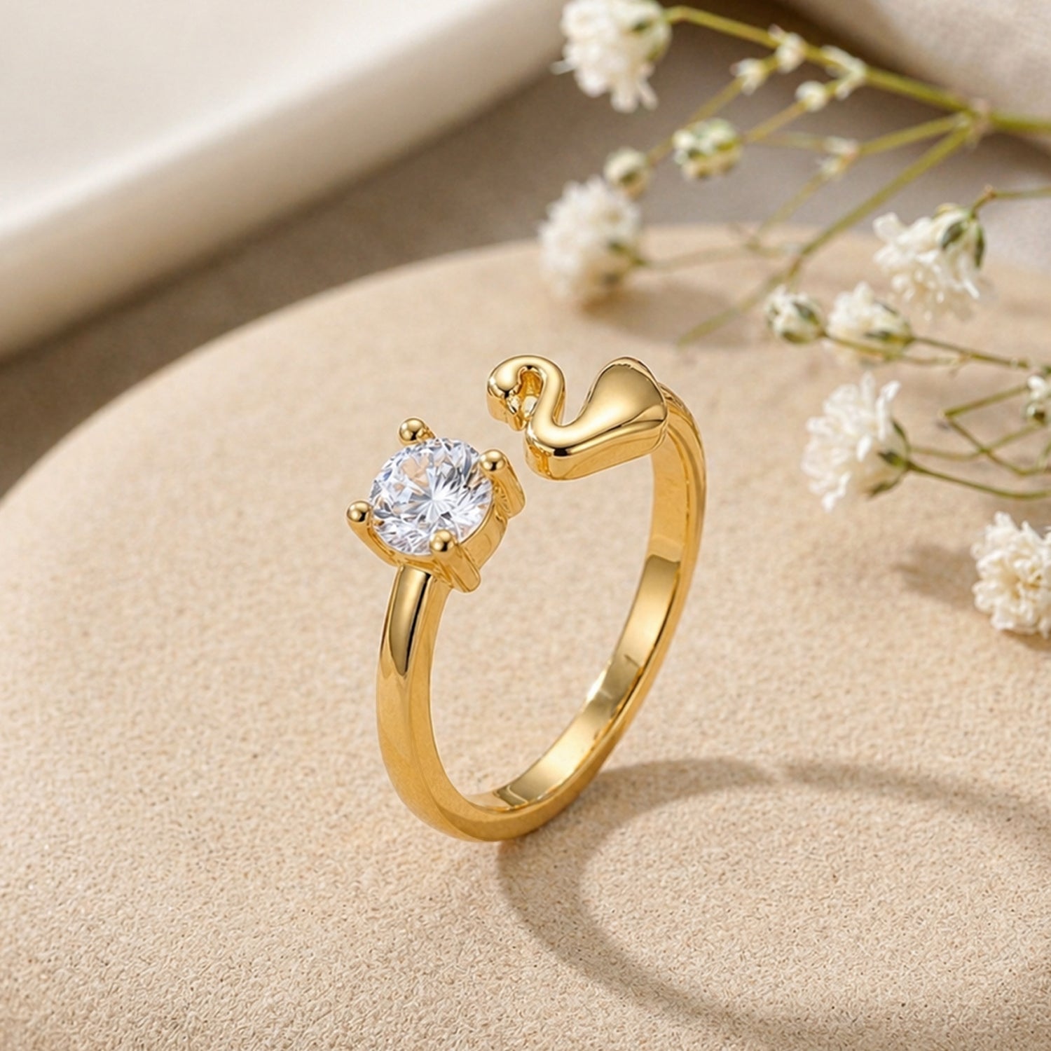 Artklim Gold-Plated Swan Adjustable Crystal Anti-Tarnish Ring