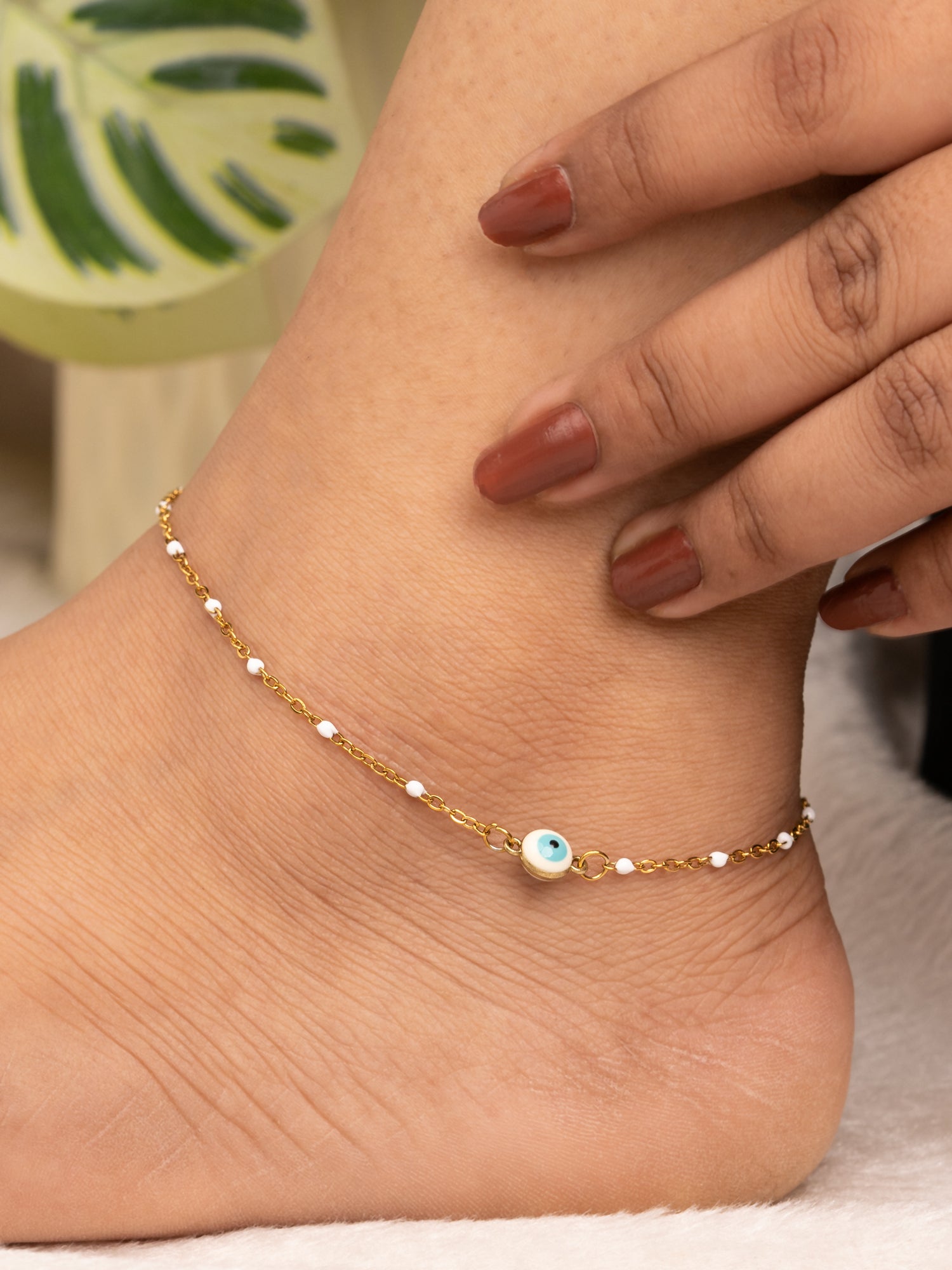 Artklim Gold Plated Evil Eye Beads Anti Tarnish Anklet