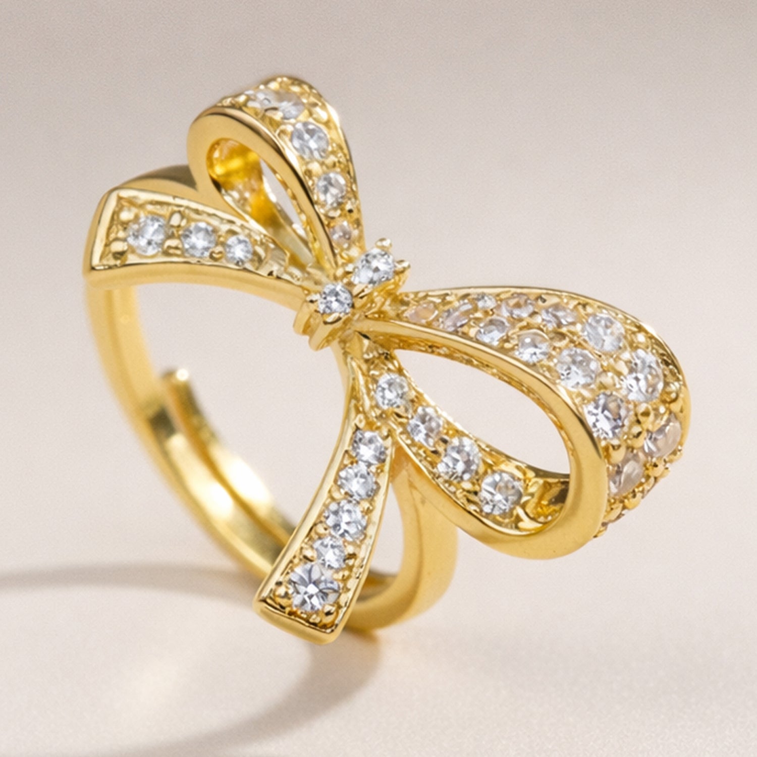 Artklim Gold-Plated Graceful Bow Spark Anti-Tarnish Ring