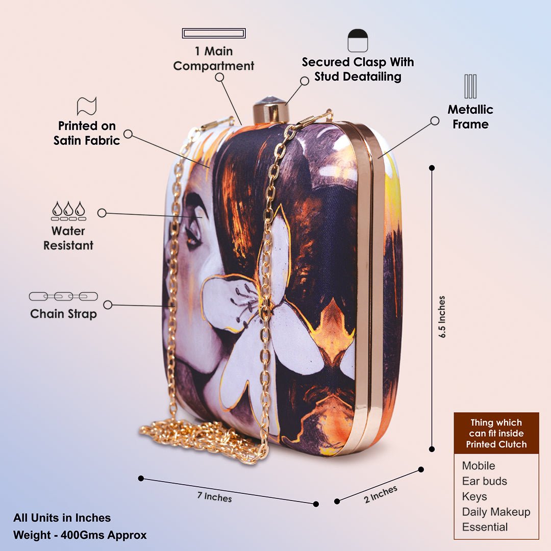 Artklim Beautiful Woman Portrait Printed Clutch