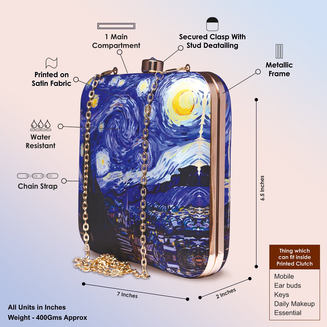 Artklim Starry Night Printed Clutch