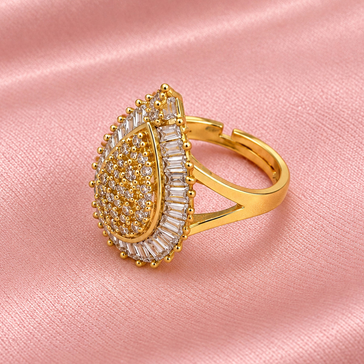 Artklim Teardrop Crystal Gold-Tone Statement Anti-Tarnish RingArtklim Teardrop Crystal Gold-Tone Statement Anti-Tarnish Ring