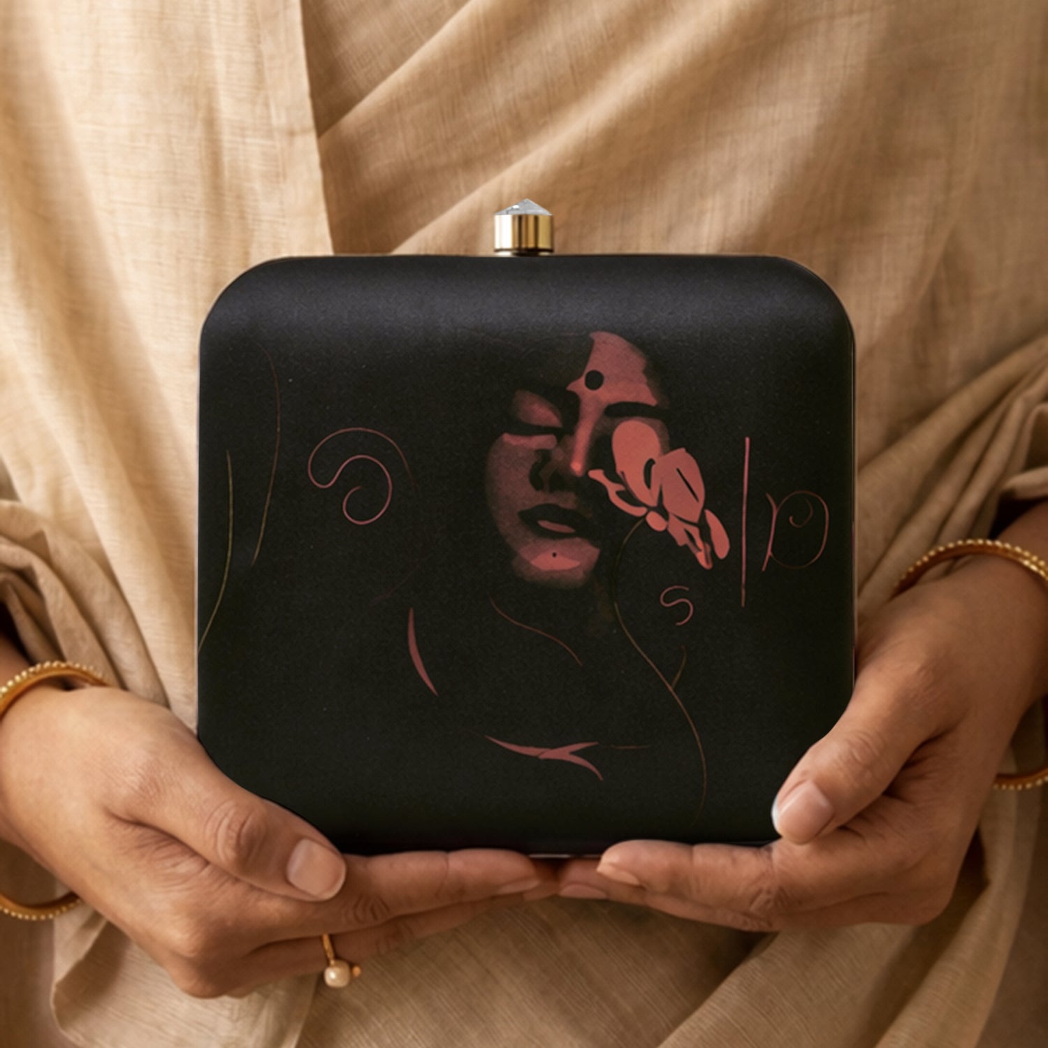Artklim Midnight Muse Minimalist Clutch printed
