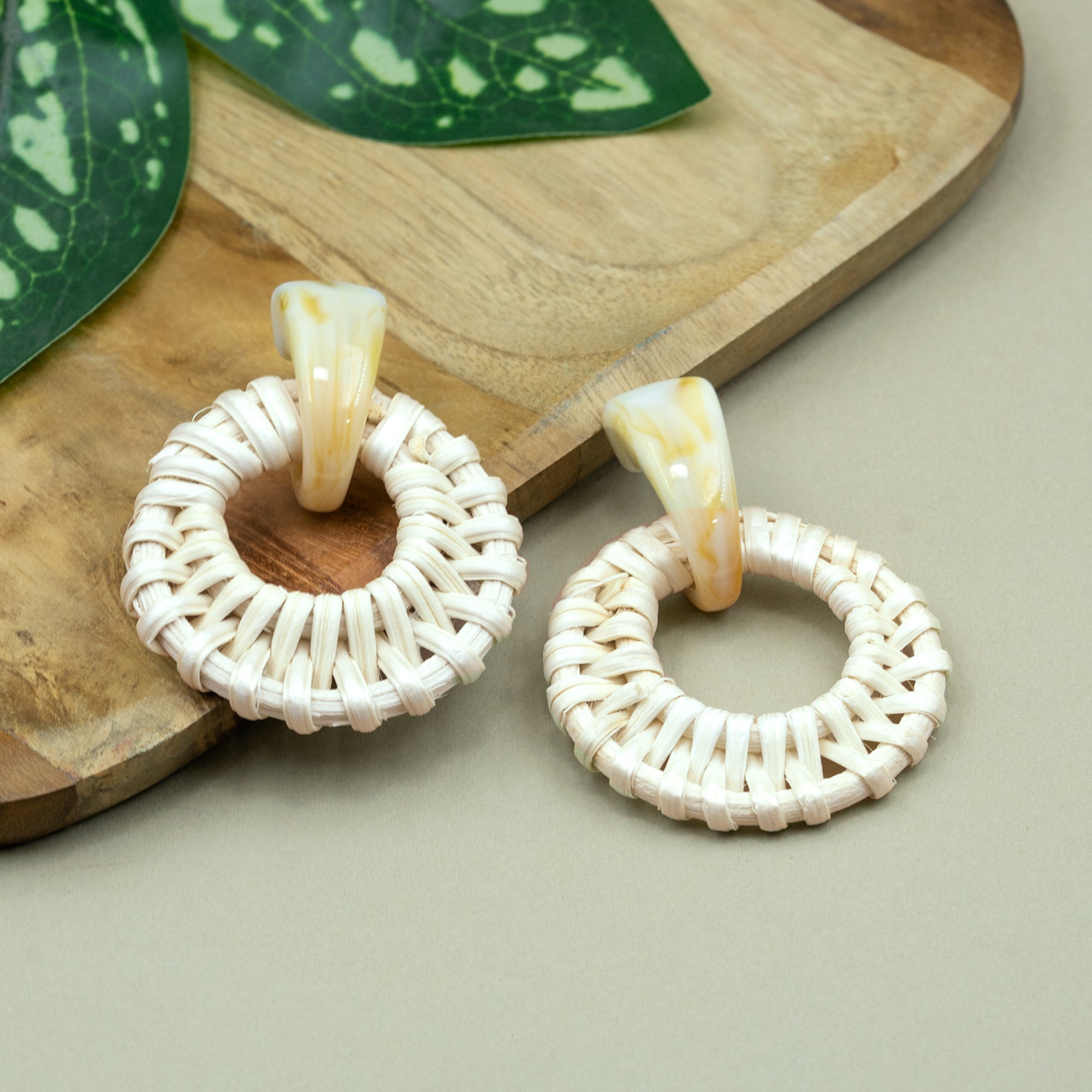Artklim White Woven Hoop Earrings