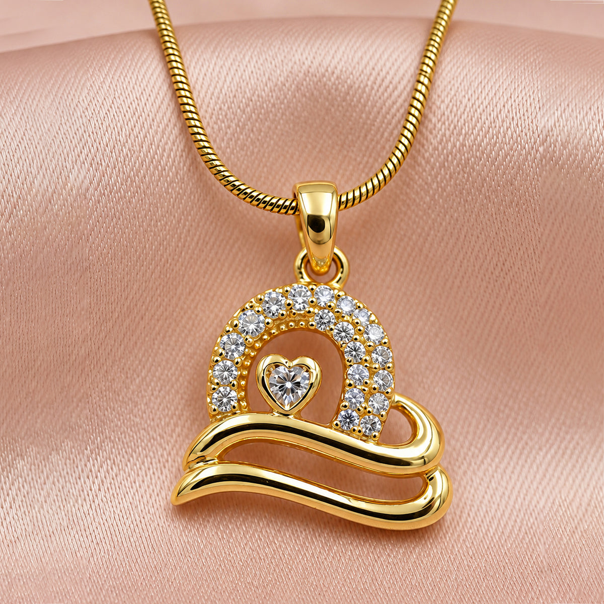 Artklim Elegant Crown Crystal Cut Anti-Tarnish Pendant Necklace