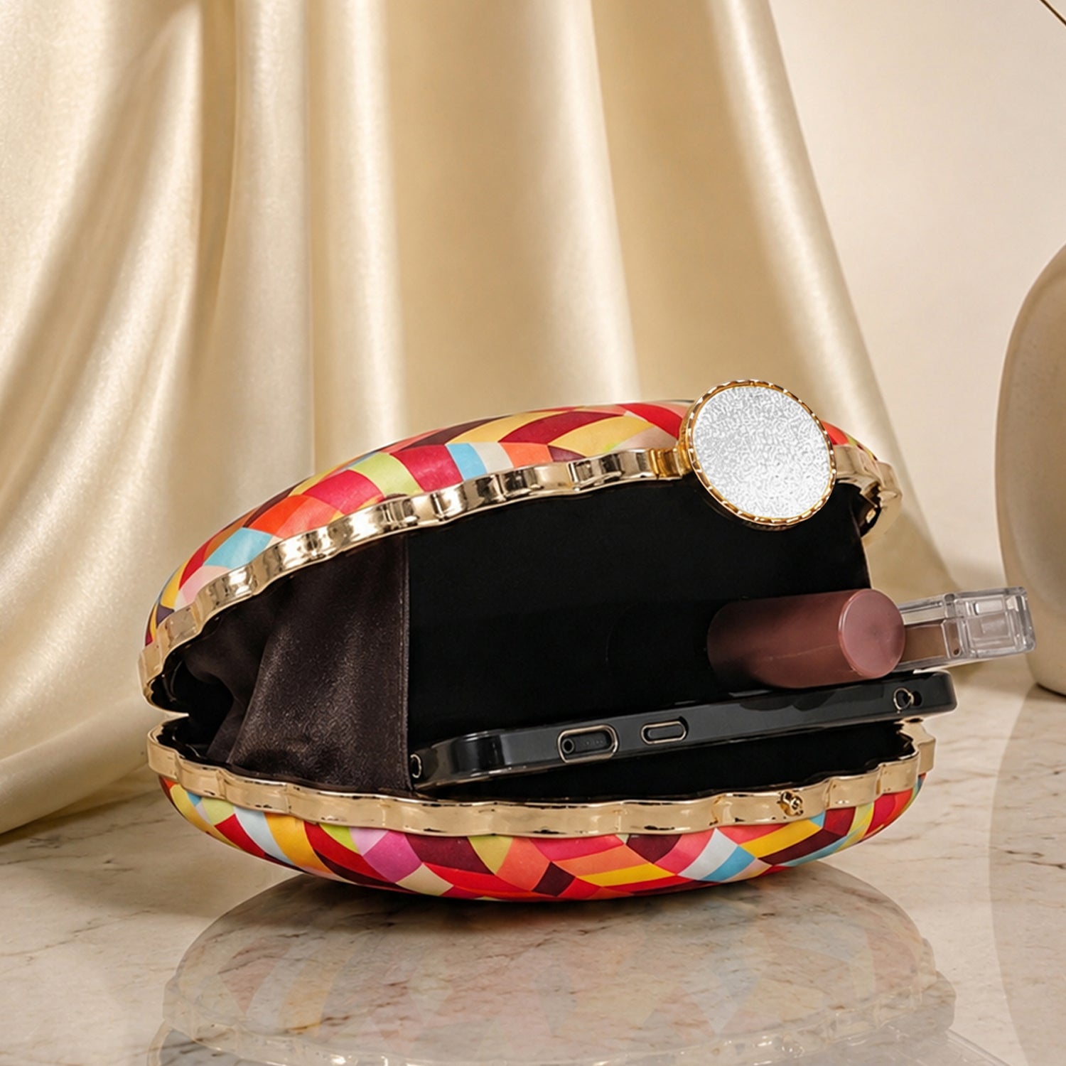 Artklim Multicolor Geometric Printed Designer Clutch