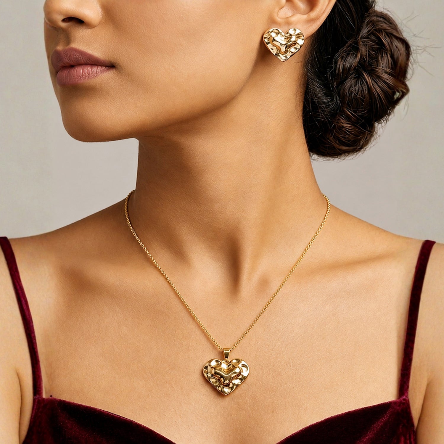 Artklim Molten Heart Statement Anti-Tarnish Pendant Necklace