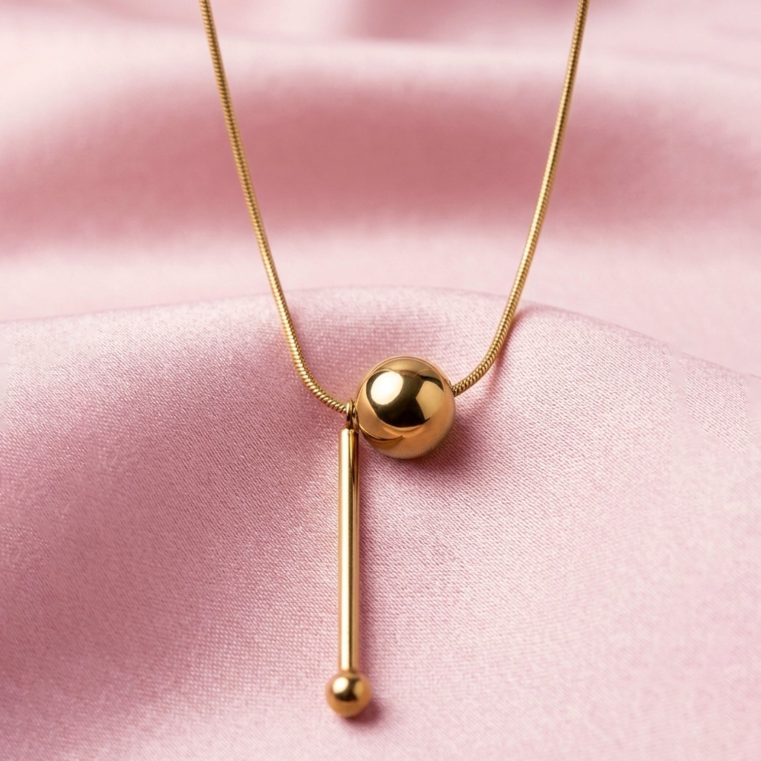 Artklim Sleek Gold Ball Drop Anti-tarnish necklace