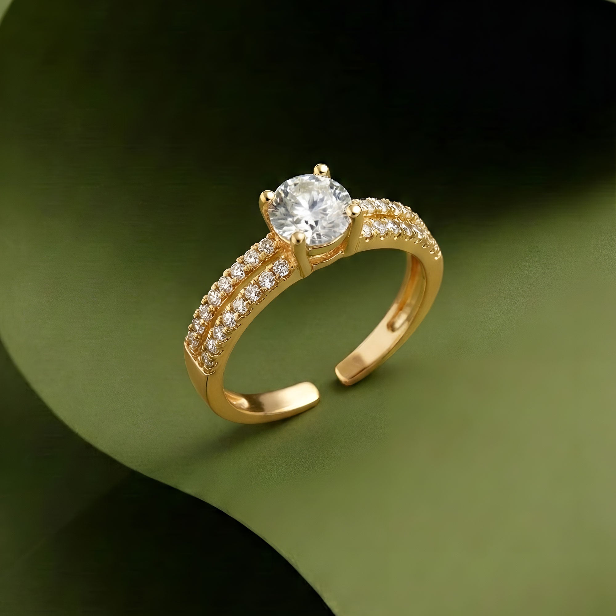 Artklim Gold-Plated Round Solitaire Design Anti-Tarnish Ring