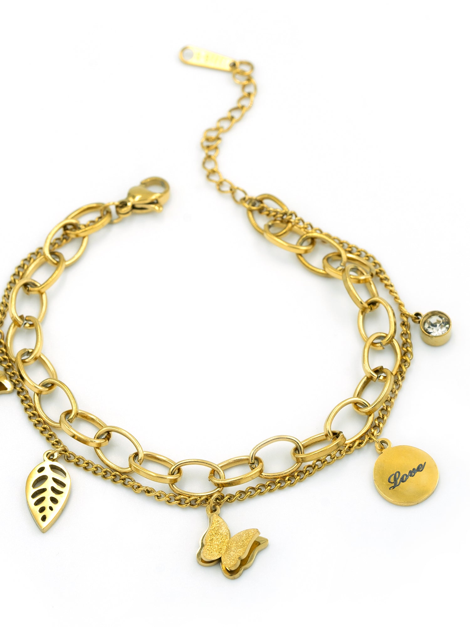Artklim Gold Plated Anti Tarnish Golden Butterfly Charm Bracelet
