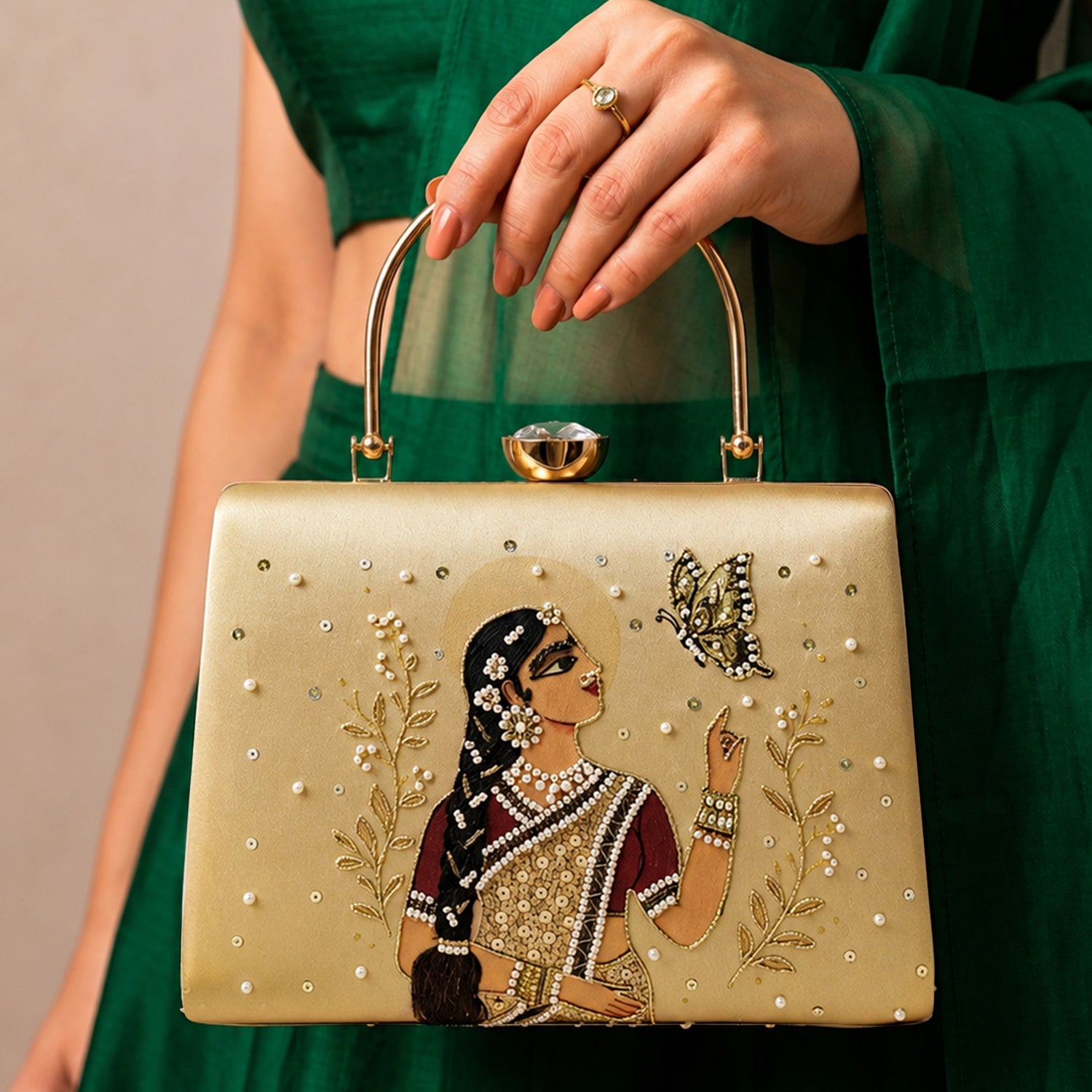 Artklim Graceful Lady & Butterfly Artistic Clutch