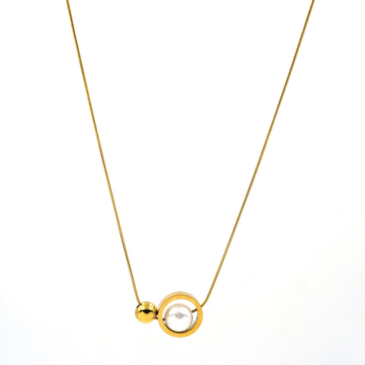 Artklim Gold Plated White Pearl Pendant Necklace