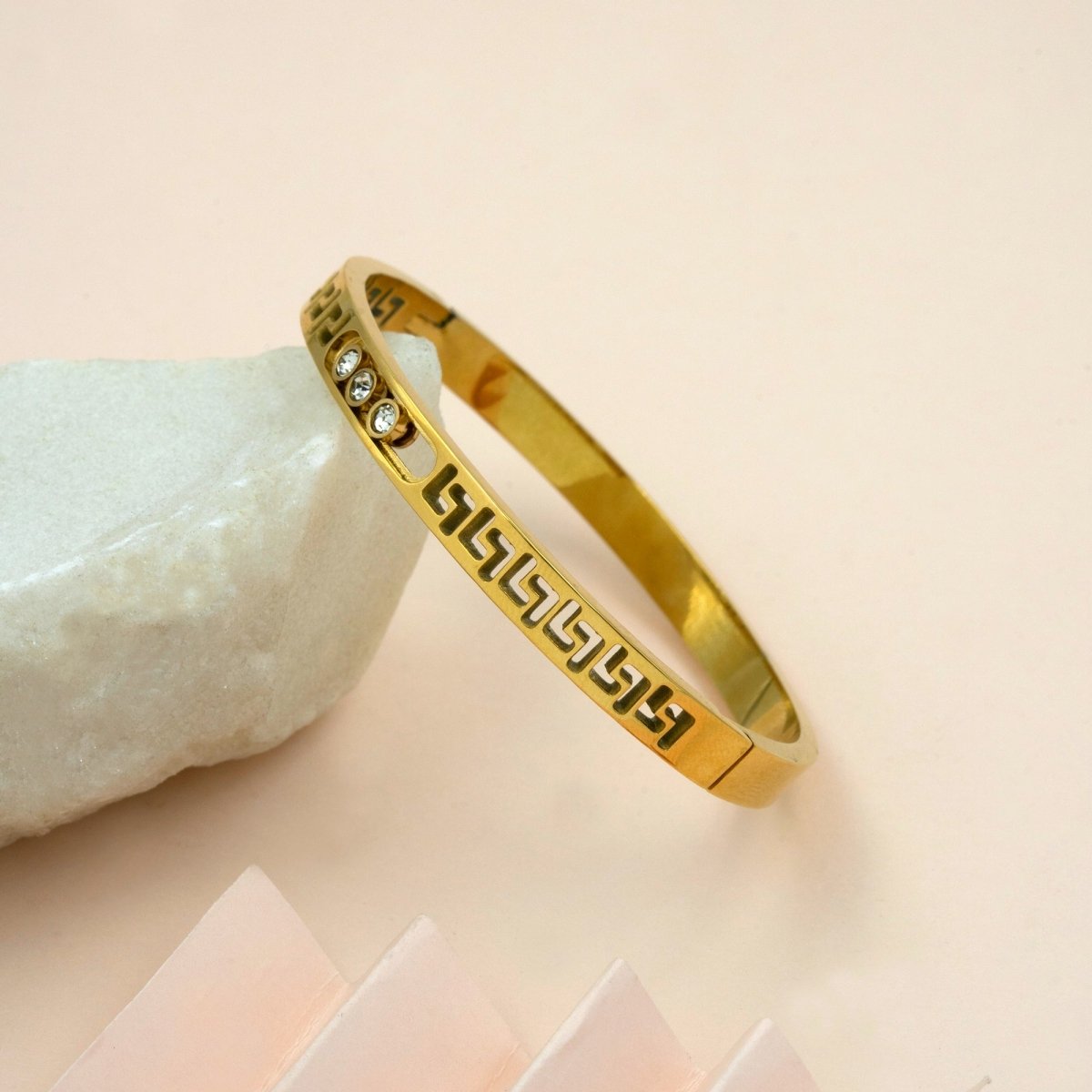 Artklim Gold Plated Greek Key Bangle Bracelet