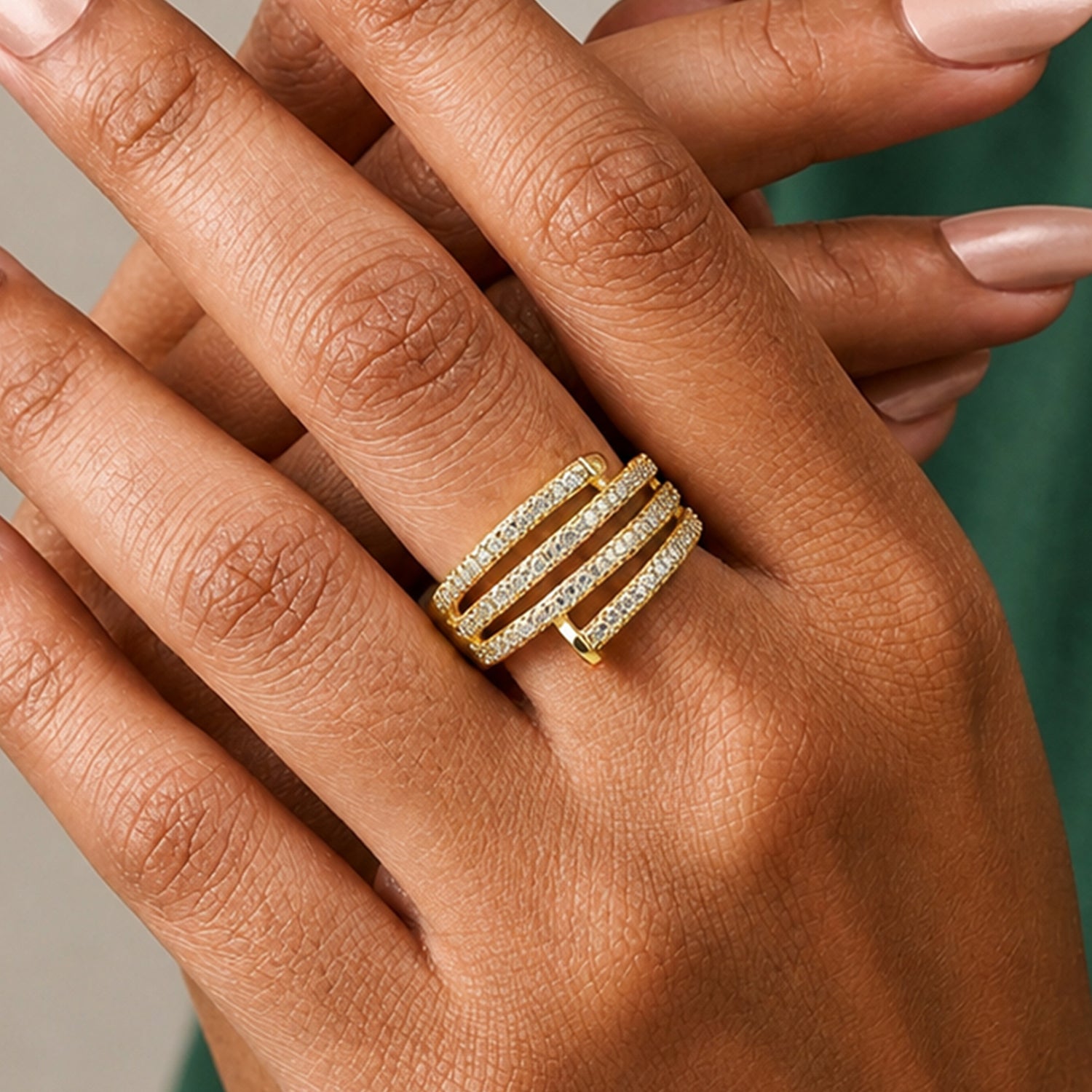 Artklim Multi-Layer Crystal Band Anti-Tarnish Ring