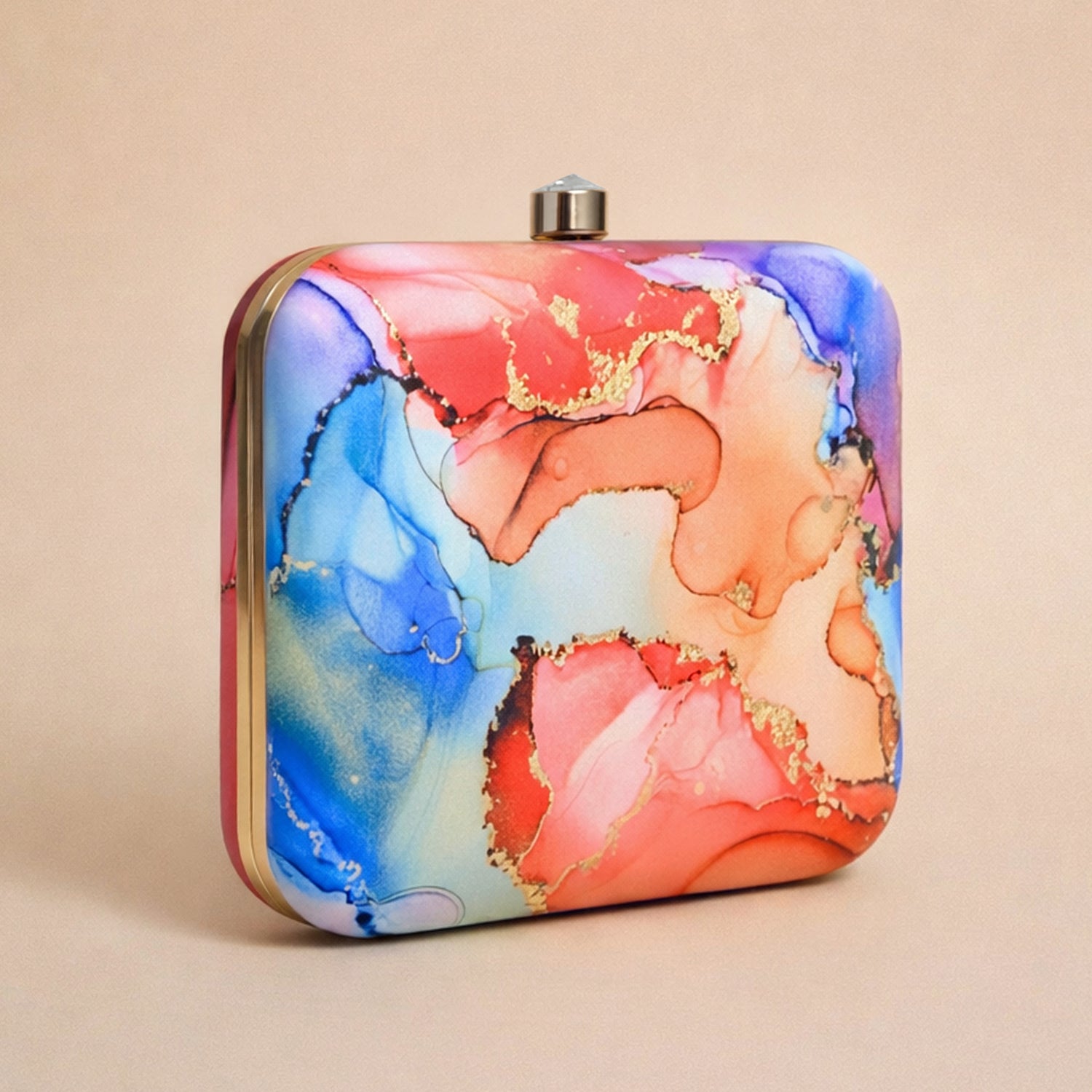 Rainbow Colored Printed Clutch