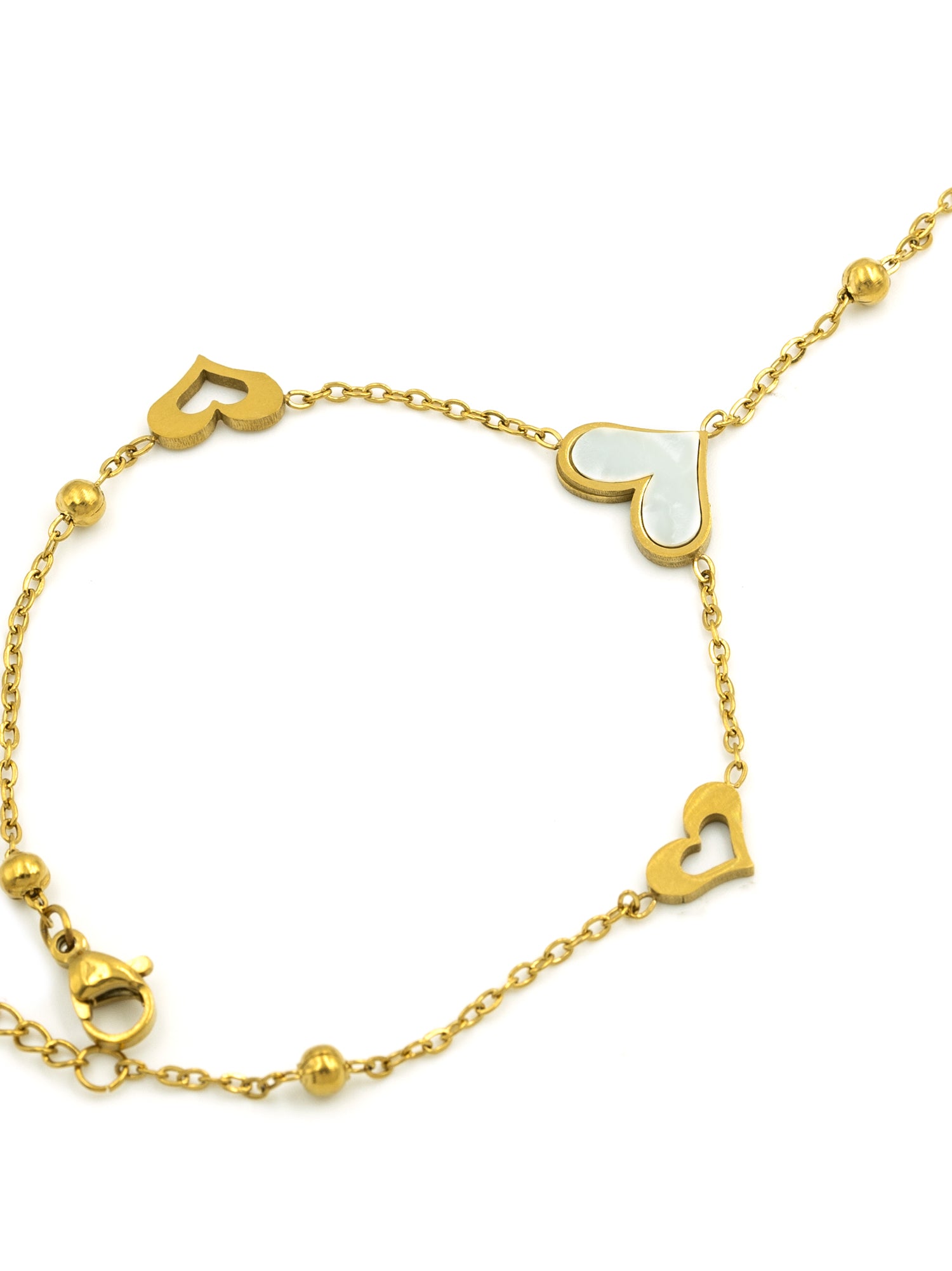 Artklim Elegant Golden Heart Anti Tarnish Ring Bracelet