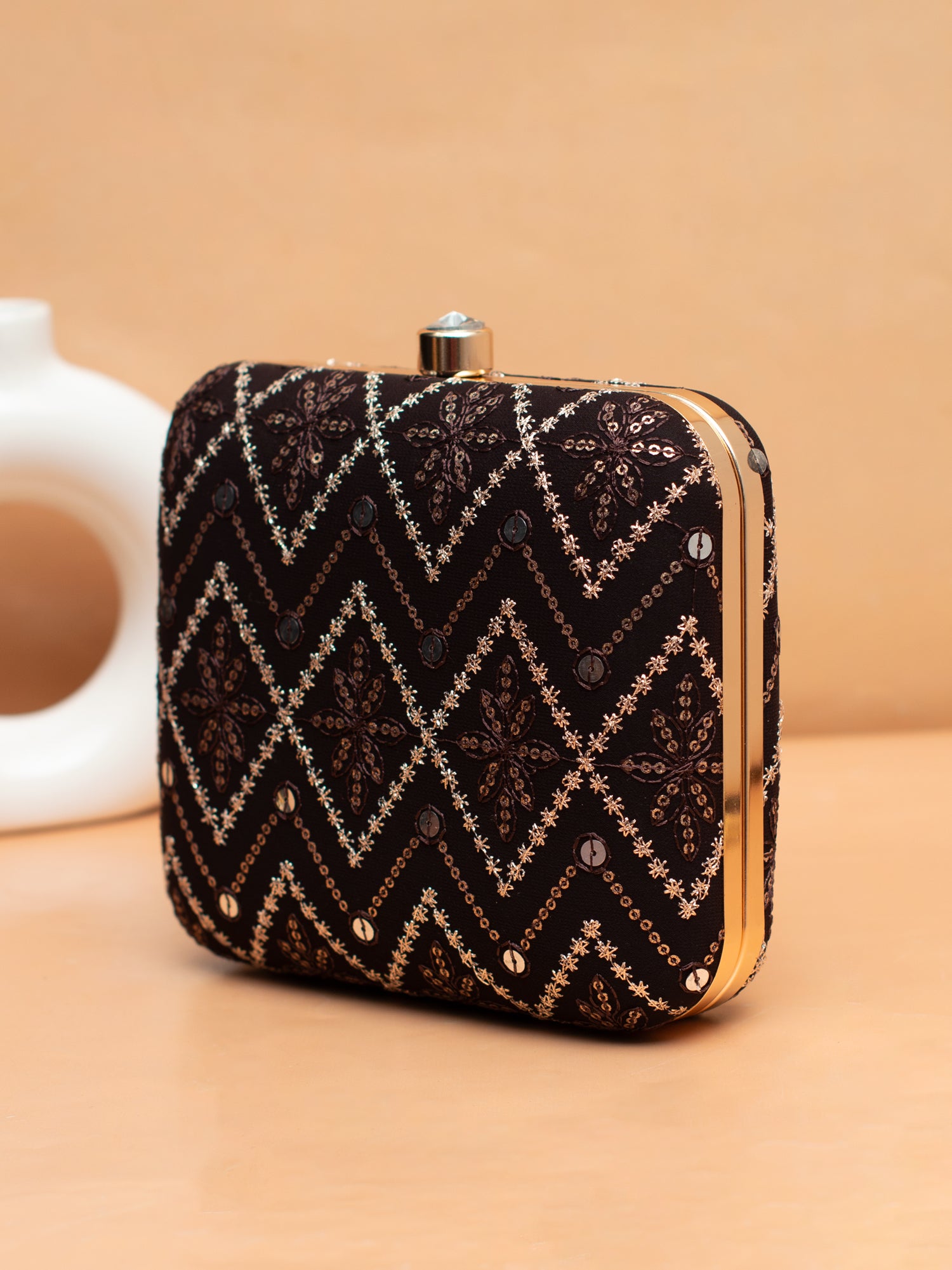 Artklim Midnight Glam – Black Embellished Clutch