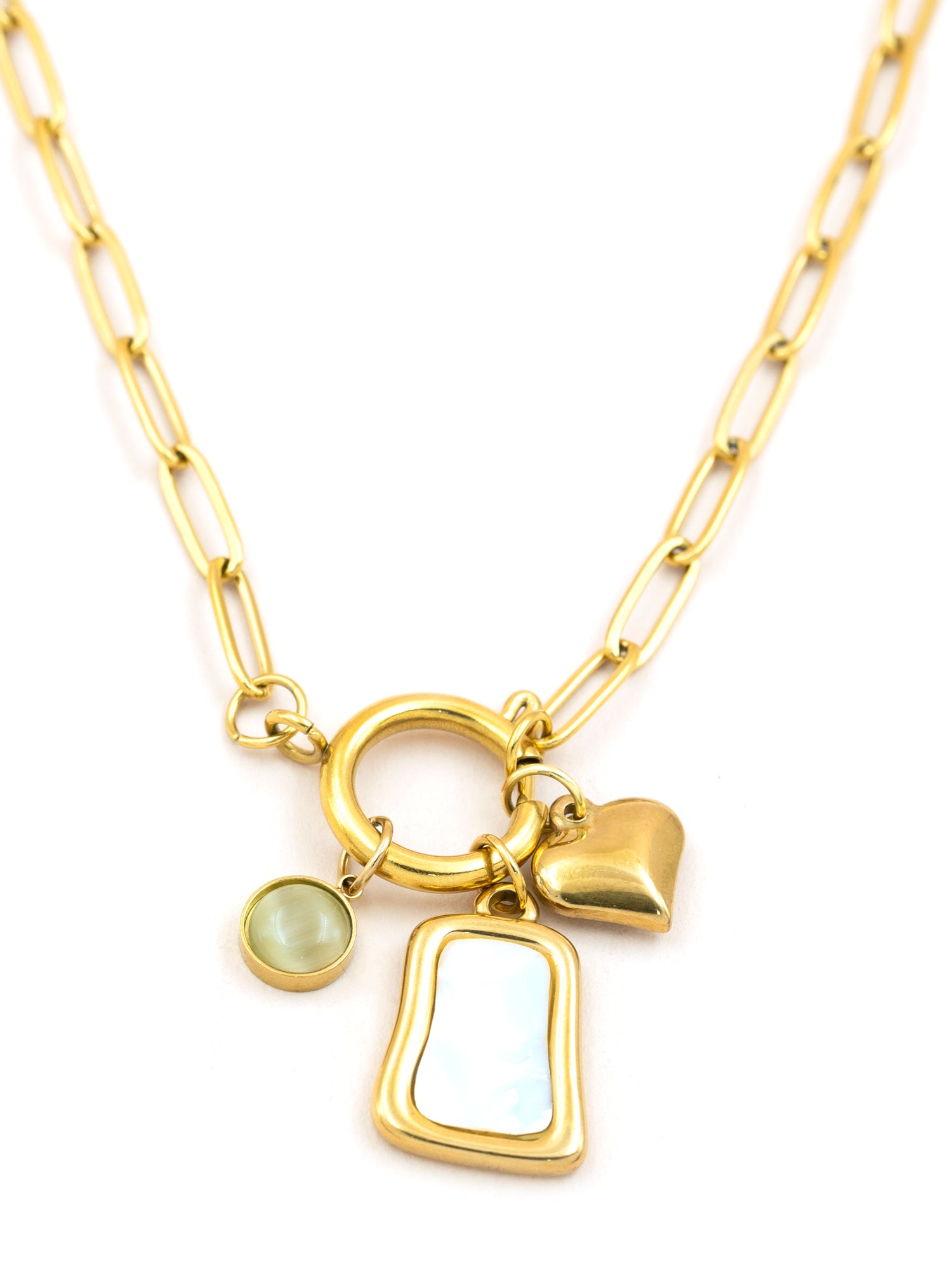 Artklim Heart and White MOP Anti Tarnish Pendant