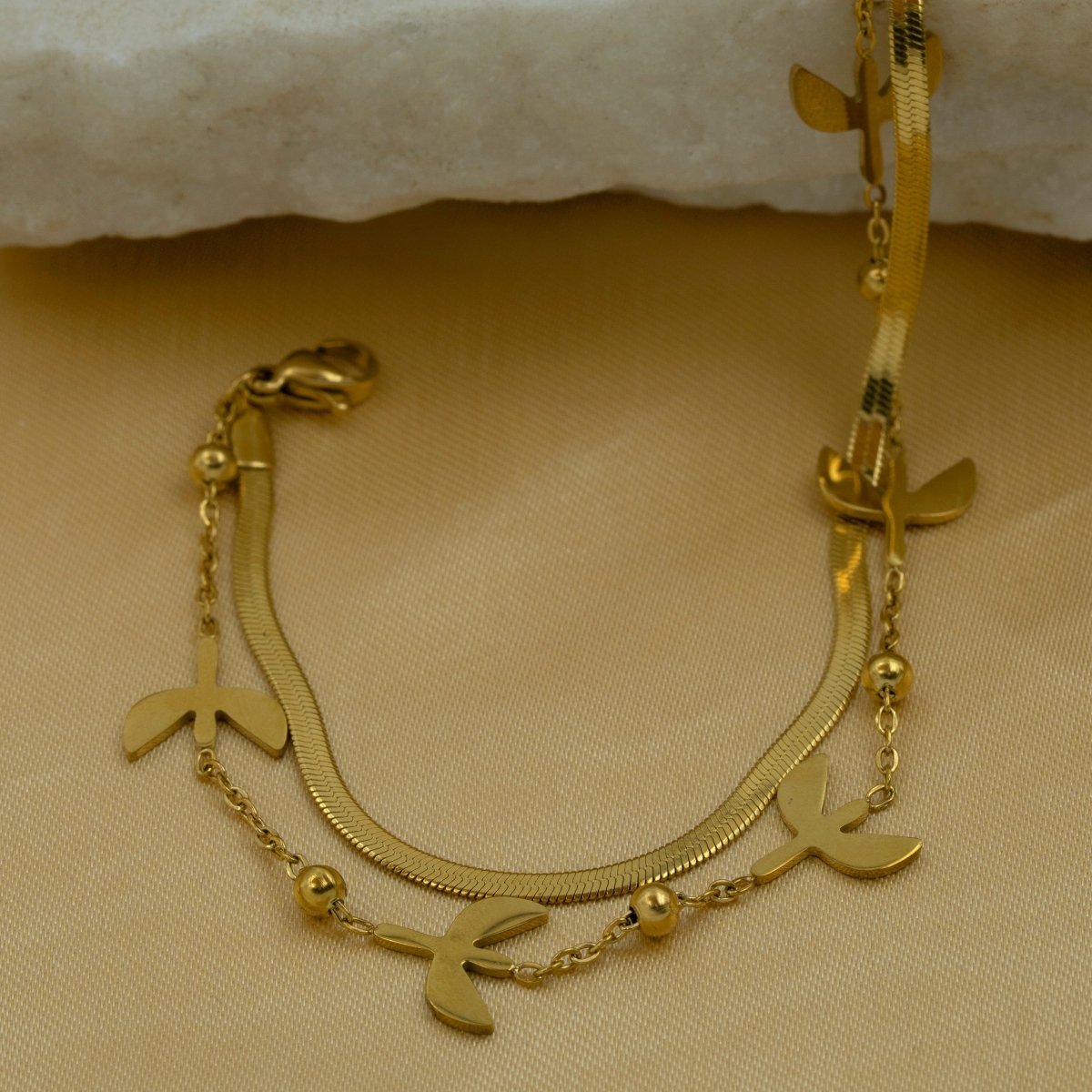 Artklim Gold Plated Wings Of Elegance Bracelet