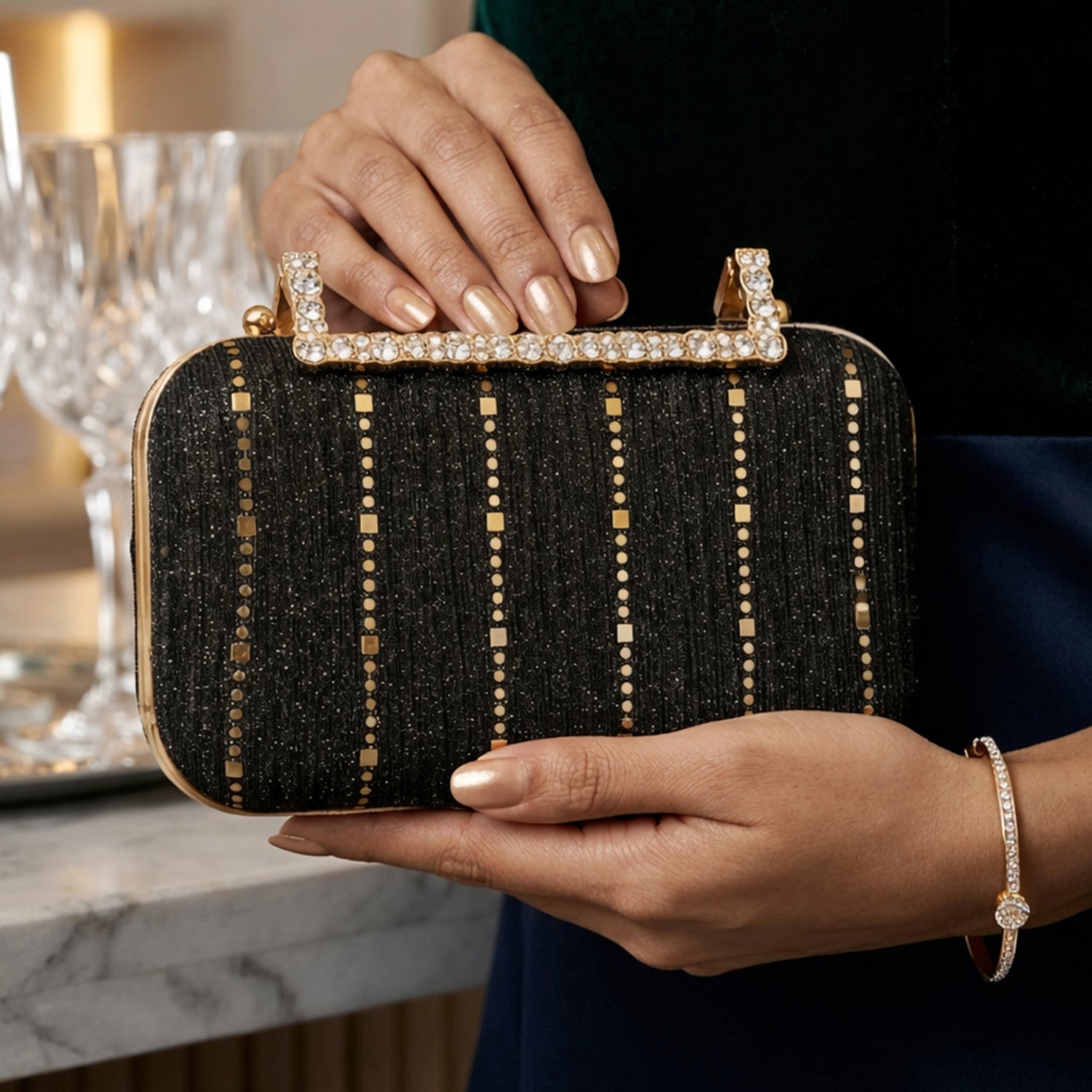 Artklim Celestial Stripe Embroidery Clutch