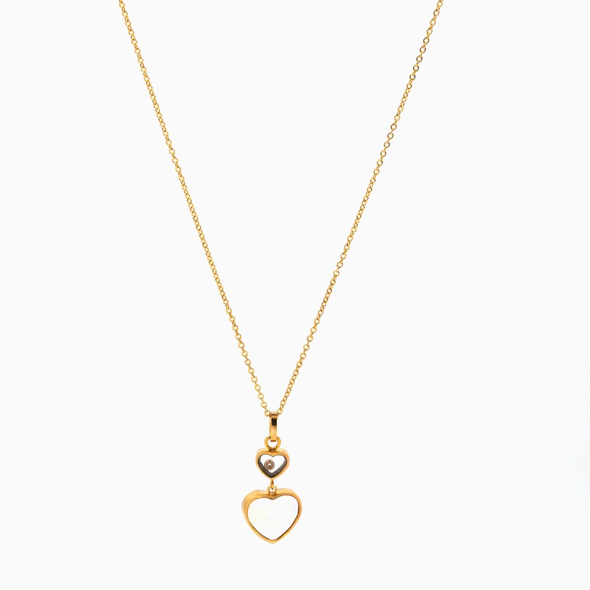 Artklim Gold Plated Double Heart Shaped Pendant Necklace