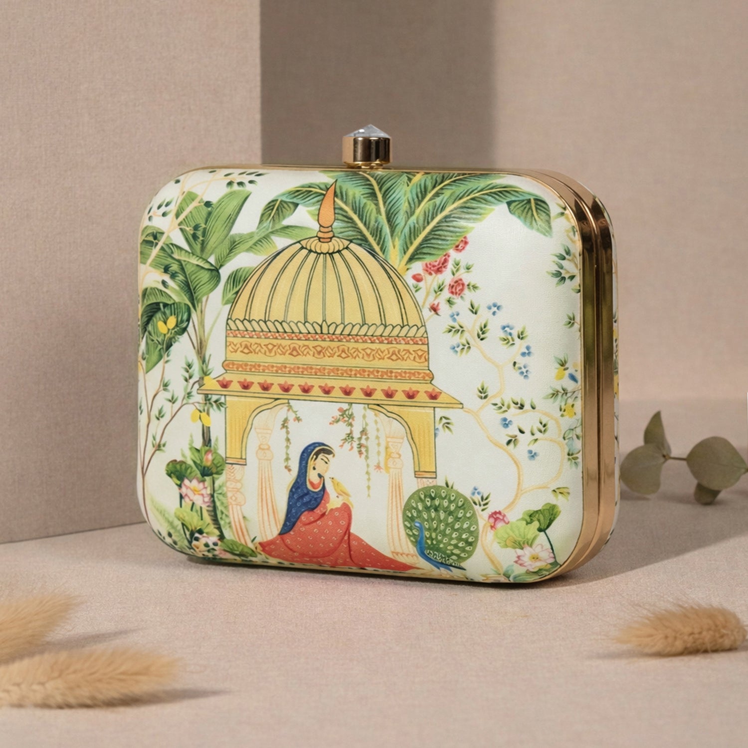 Artful Theme Printed Clutch