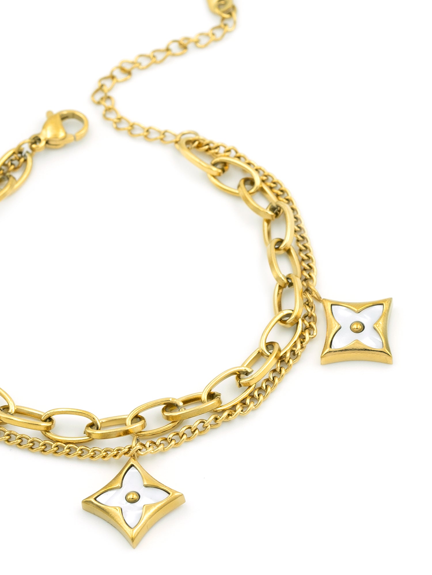 Artklim Gold Plated Anti Tarnish Star Luxe Dual Chain Bracelet
