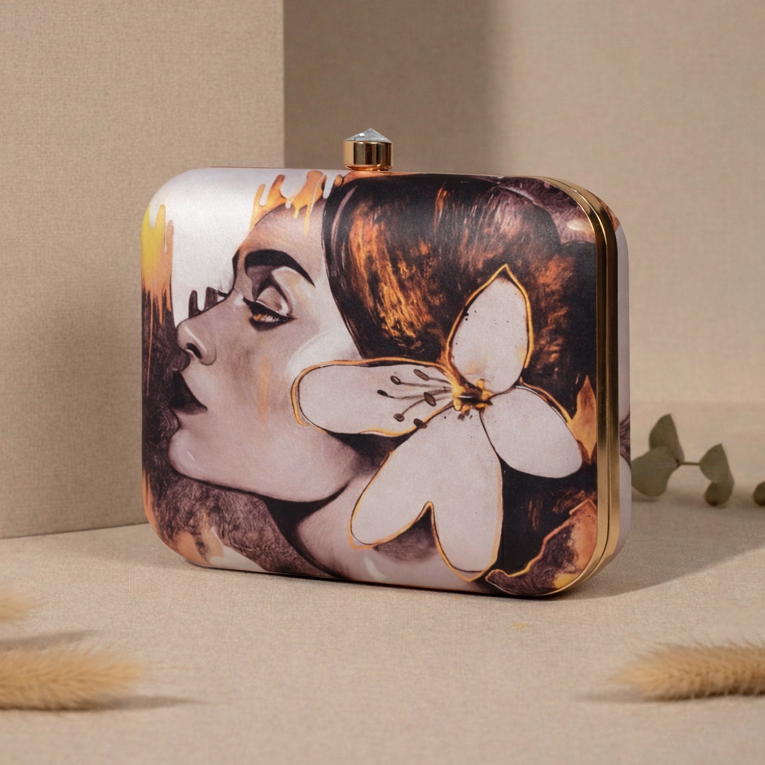 Artklim Beautiful Woman Portrait Printed Clutch