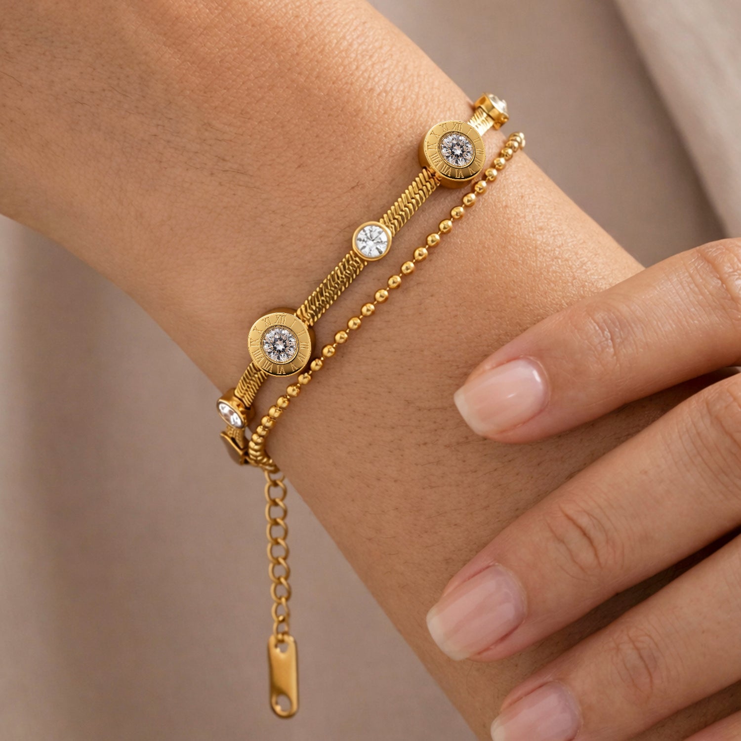 Artklim Crystal Luxe Double Layer Anti-Tarnish Bracelet
