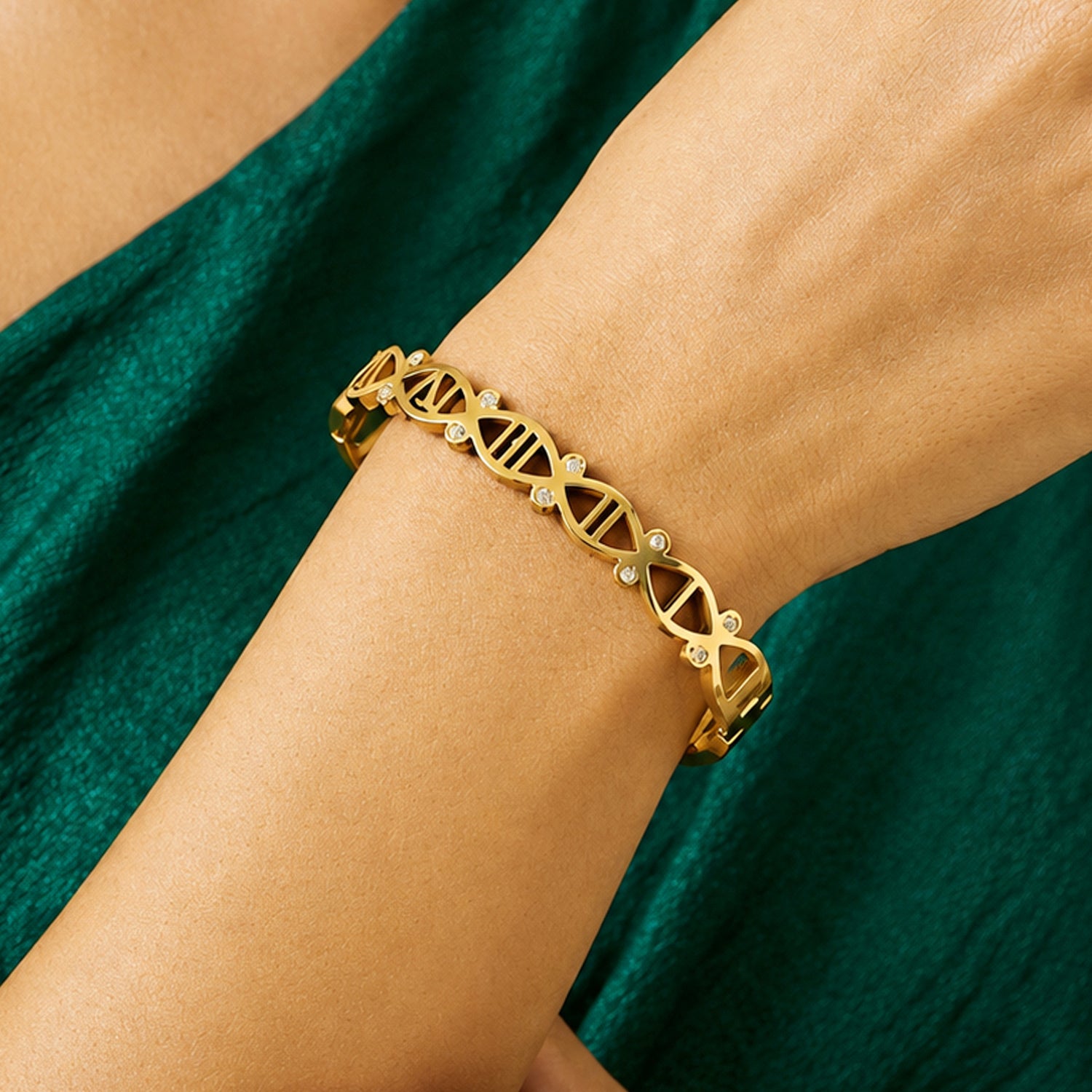 Artklim Crystal DNA Helix Anti-Tarnish Bangle Bracelet
