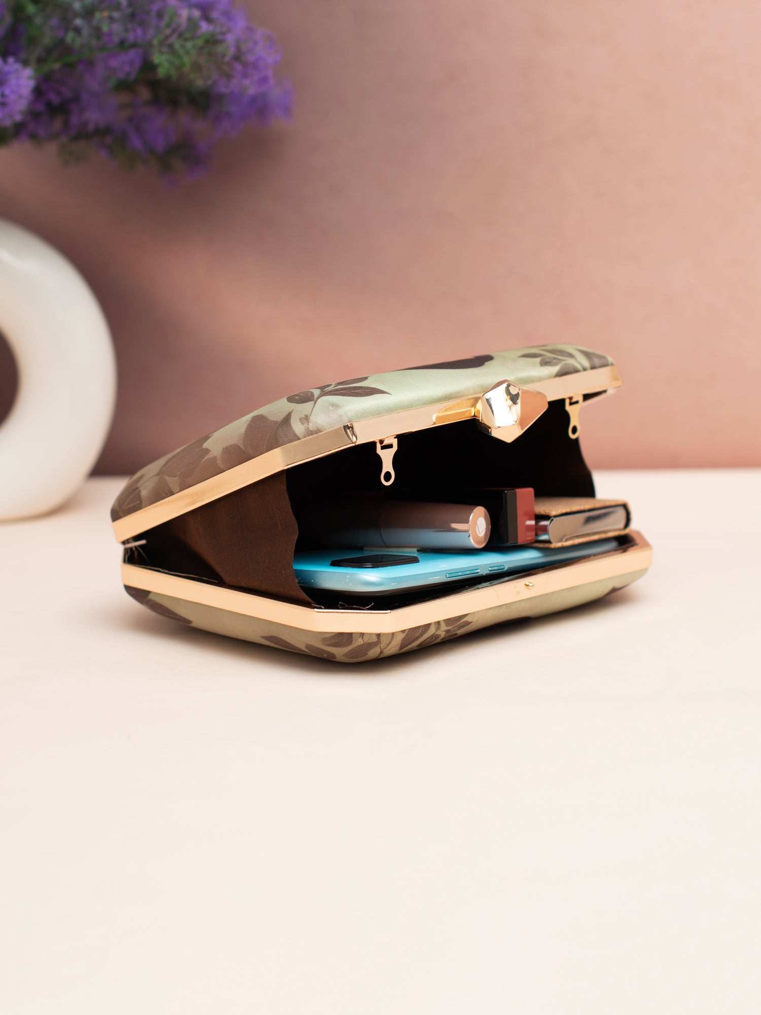 Artklim Olive Grace Printed Clutch