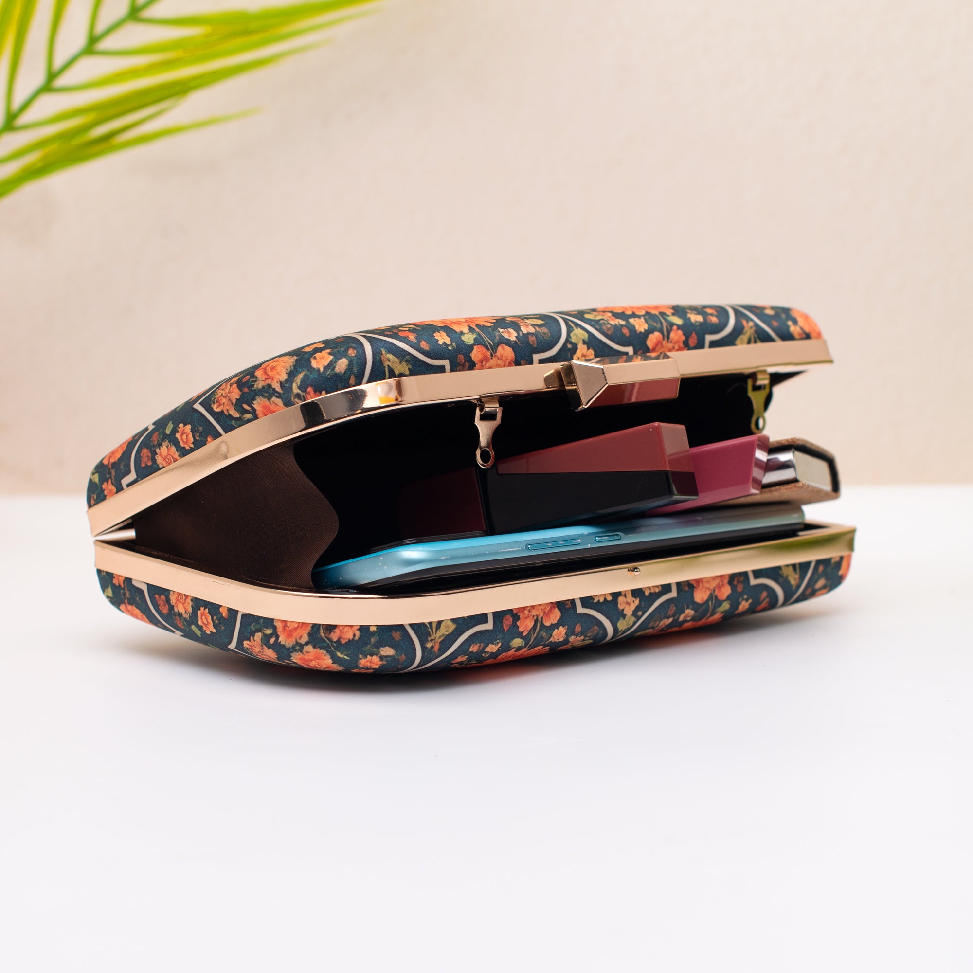 Artklim Navy Blue Printed Clutch