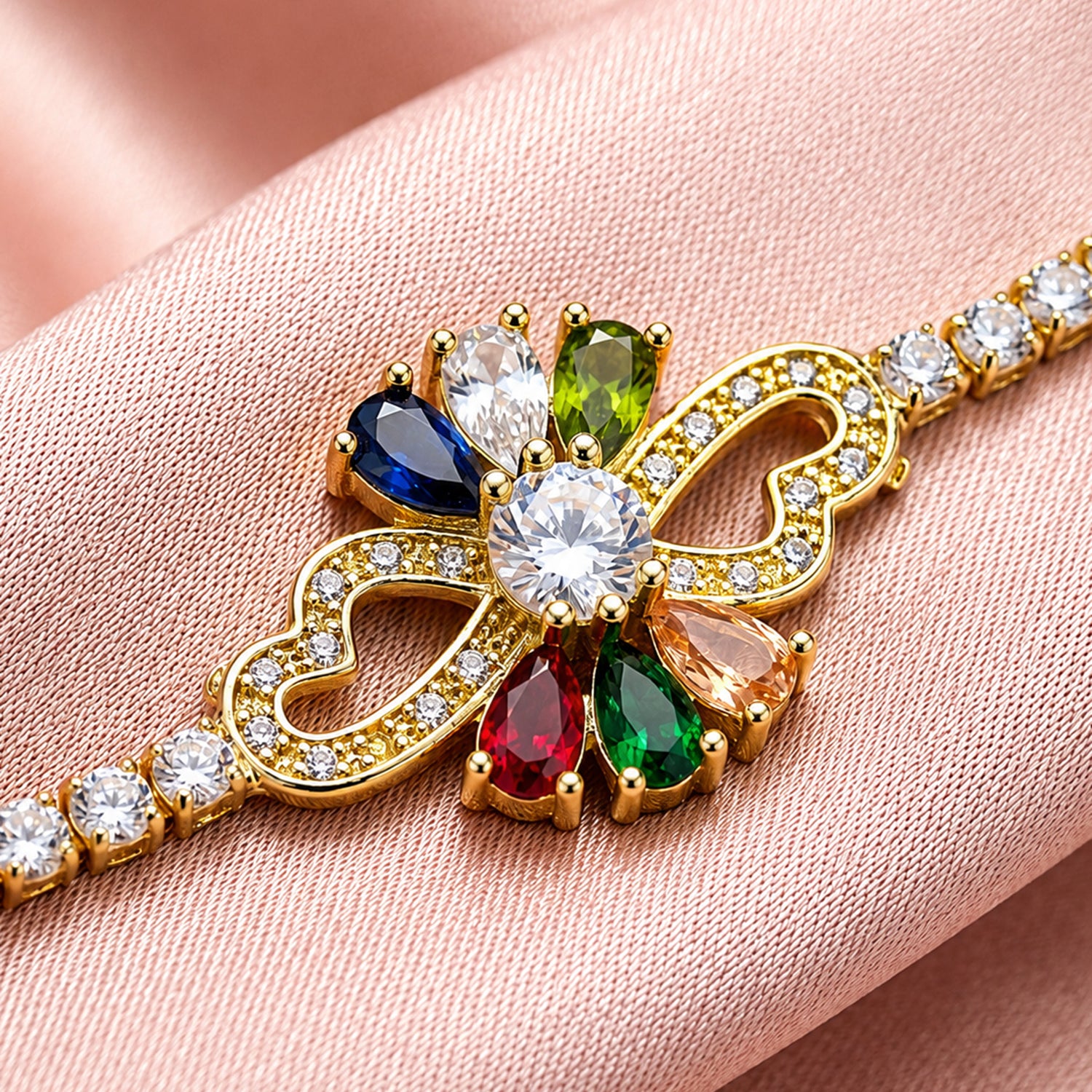 Artklim Rainbow Crystal Bloom Anti-Tarnish Bracelet