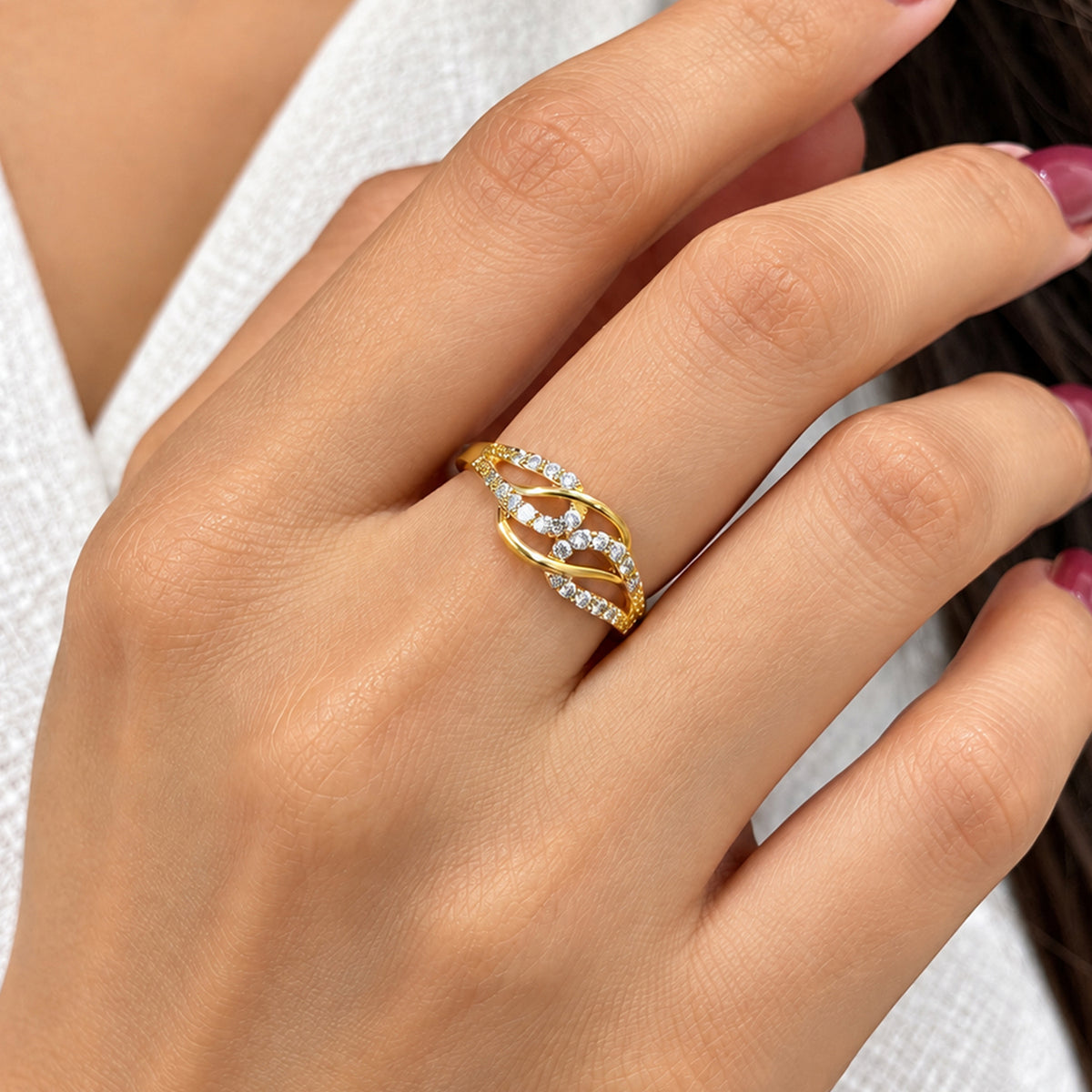 Artklim Chic Twisted Gold-Tone Anti-Tarnish Ring