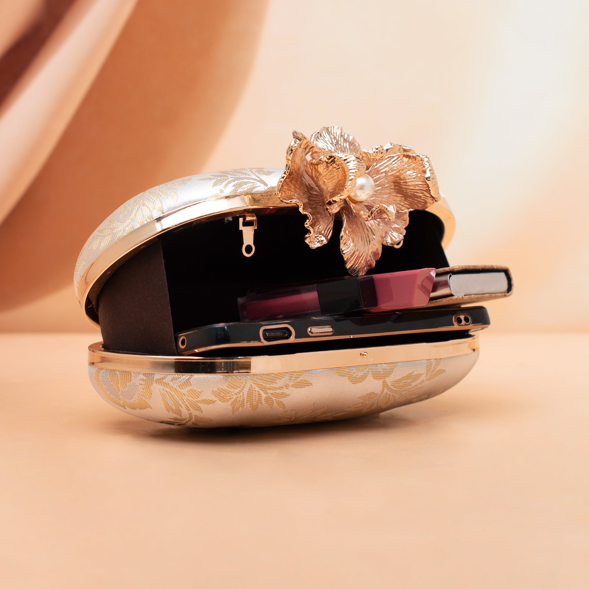 Artklim Golden Bloom Royale Embroidered Clutch