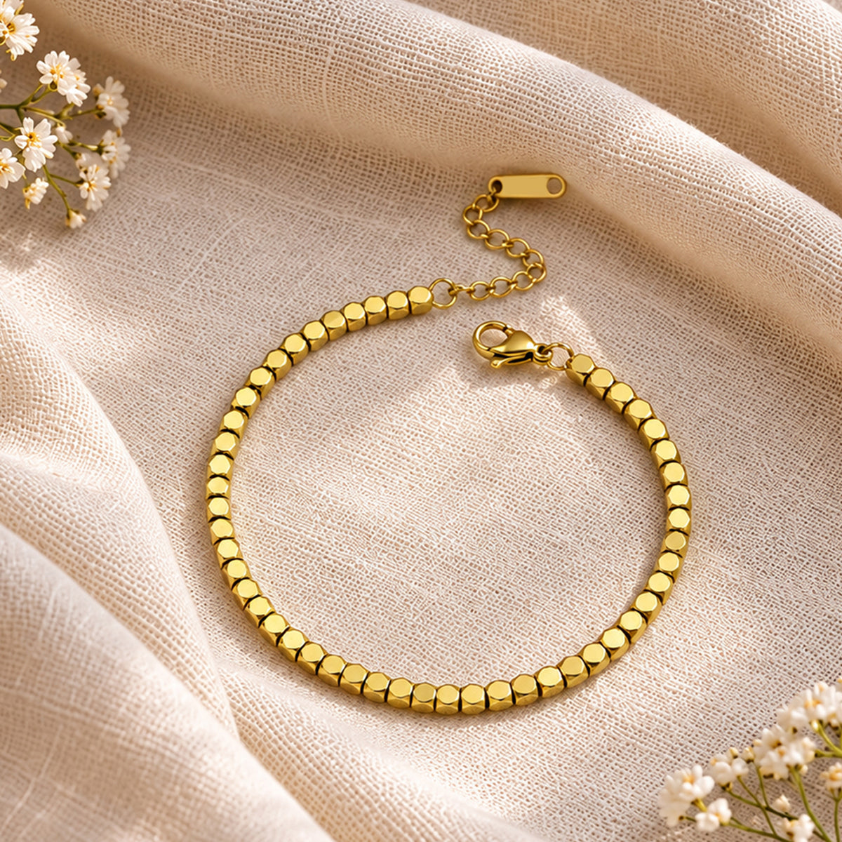 Artklim Golden Beaded Anti-Tarnish Chain Bracelet